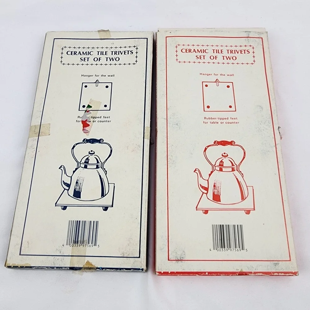 Vintage Christmas Goose Tree Bear Trivet Set Of 4 Country Decor Ceramic‎ Coaster